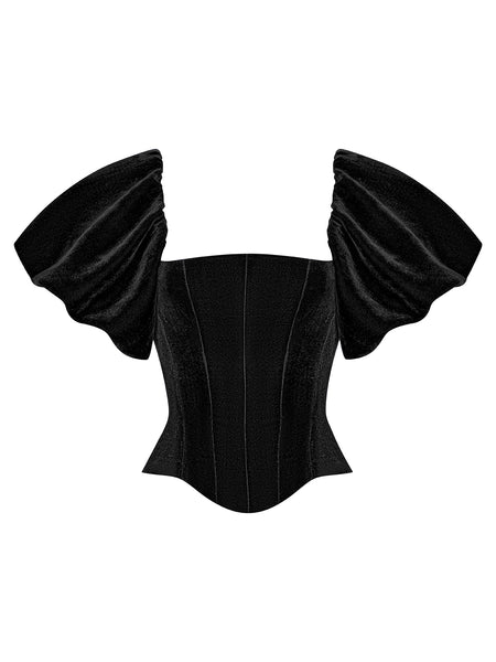 Velvet peplum corset top