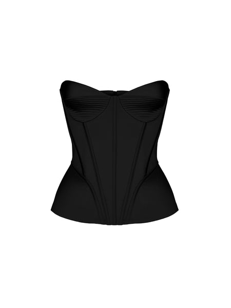 Italian Structured Satin Bustier Corset Top