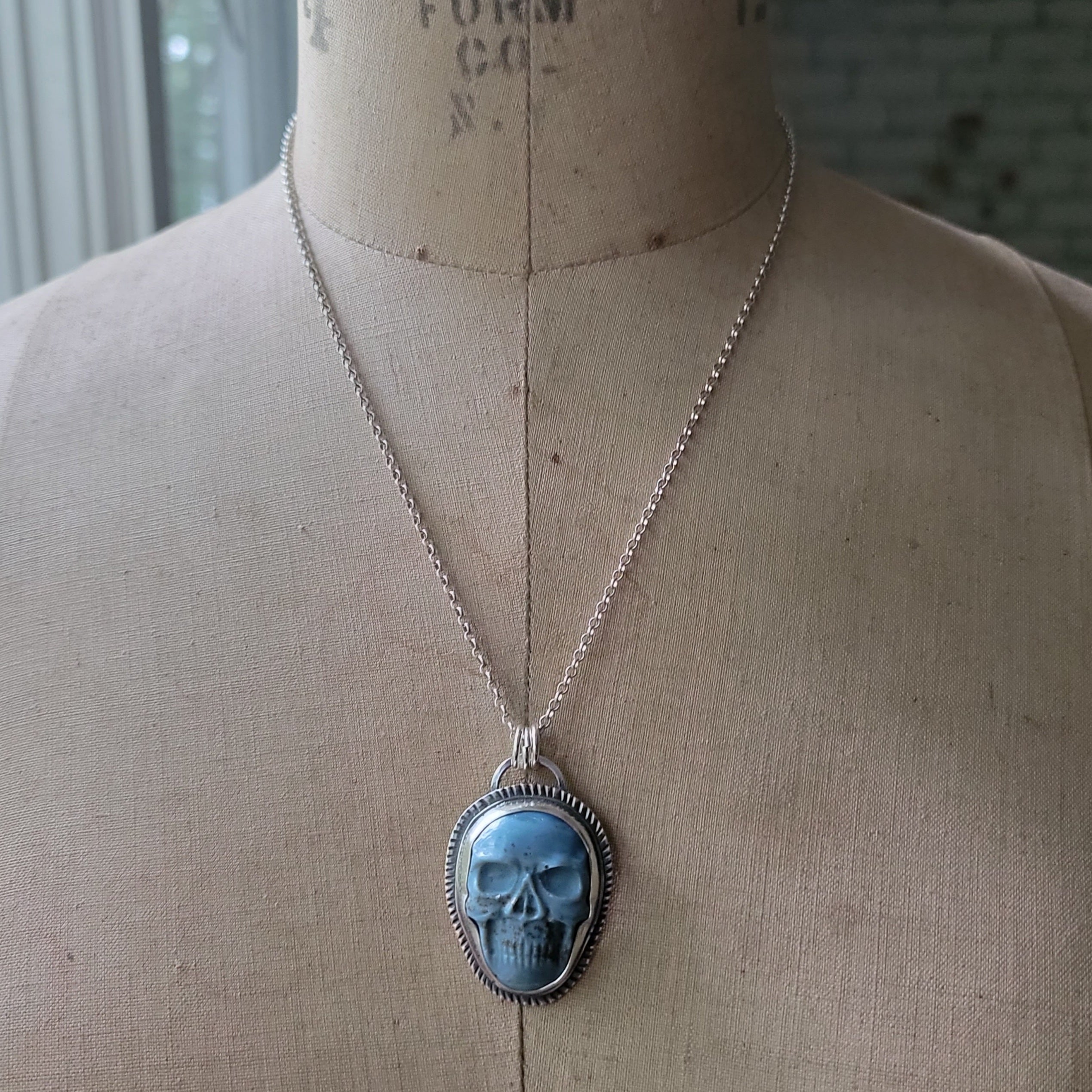 Leland Blue Skull Pendant in Sterling Silver