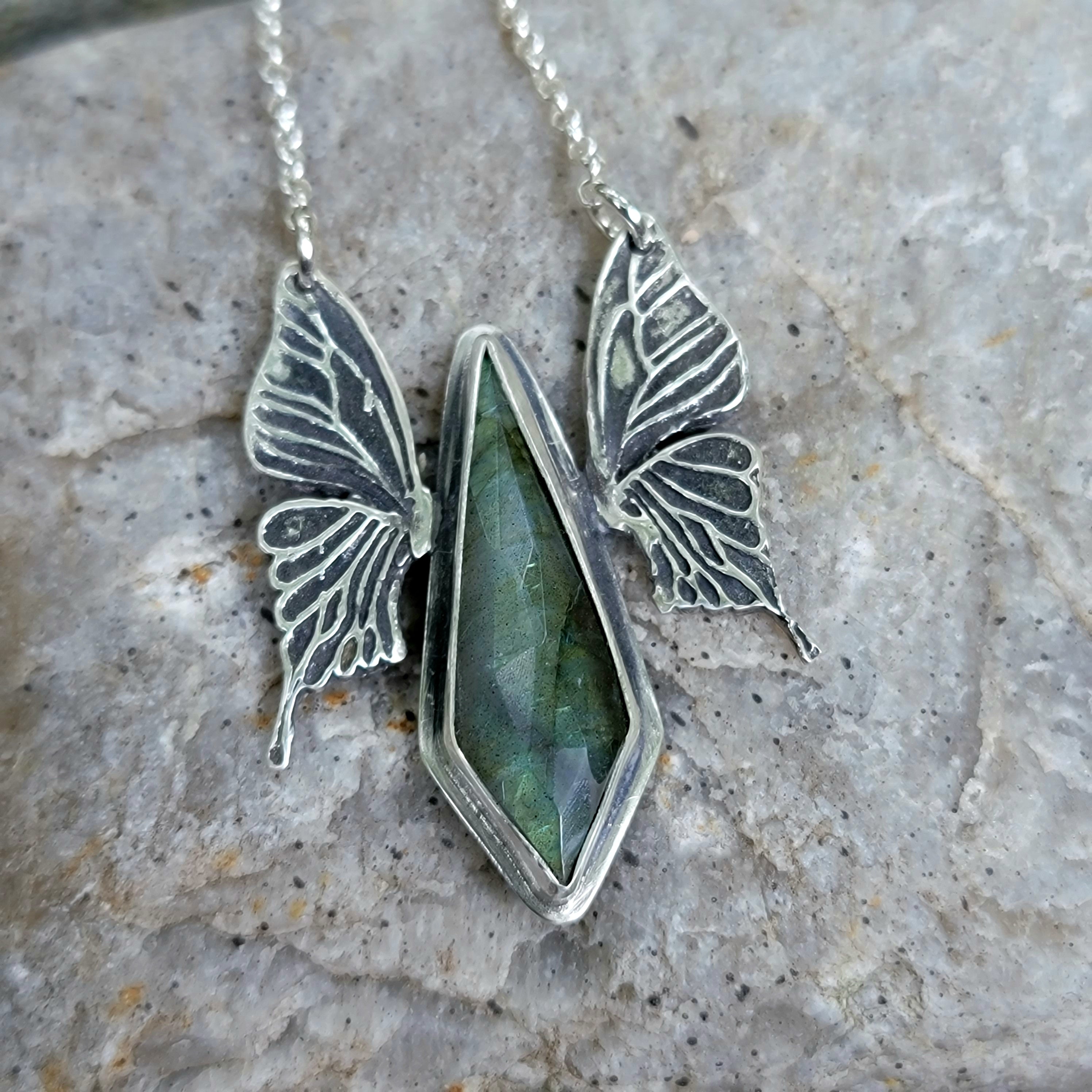 Winged Labradorite Pendant in Sterling Silver *Made to Order*