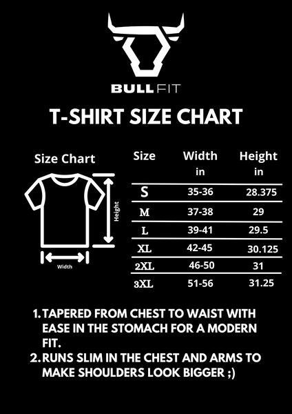 Tubular Performance Tee Size Chart