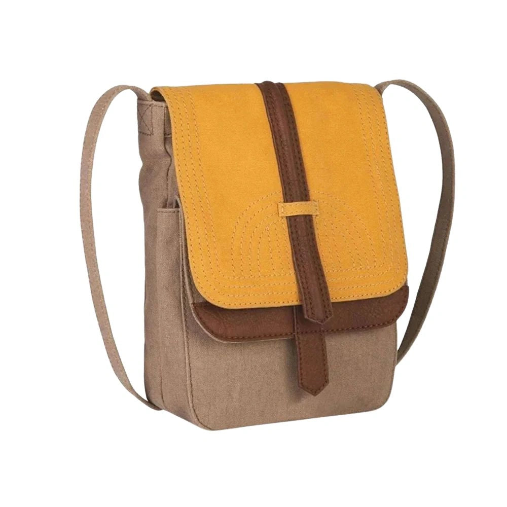 Mona B - 100% Cotton Canvas Medium Sling Crossbody Bag with Stylish Design for Women (Golden Rod) - Image 4