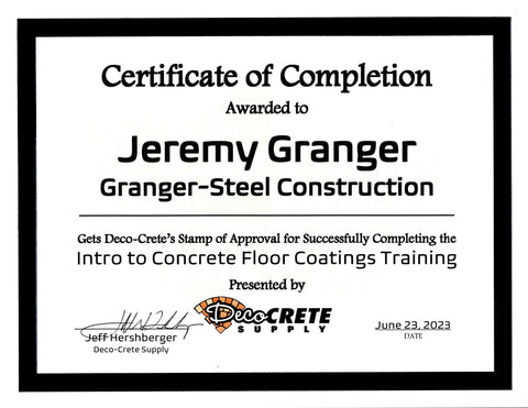 Intro To Concrete Floor Coatings Certificate