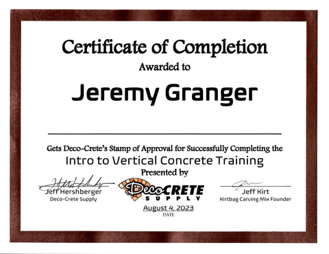 Intro to vertical concrete certificate