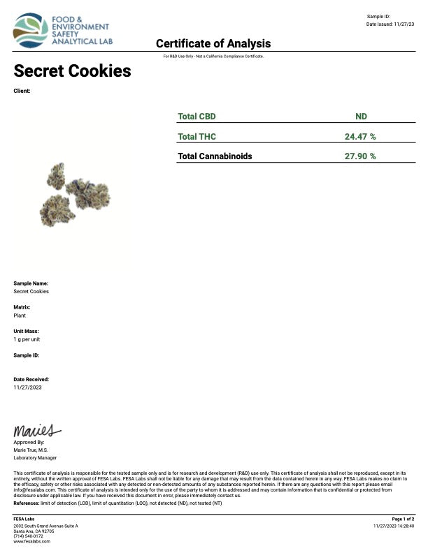 secret cookies coa