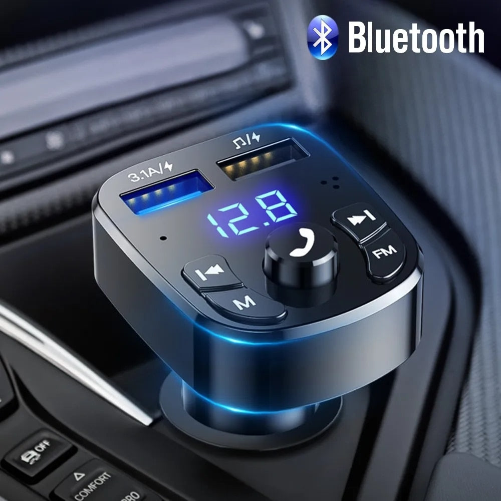 Car Handfree Bluetooth 5.0 FM Transmitter Car Kit MP3 Player Handsfree – FUTURE