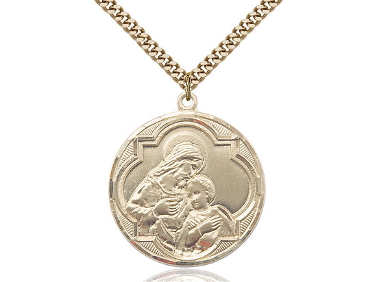 14kt Gold Filled Blessed Sacrament Pendant on a 24 inch Gold Plate Heavy Curb Chain - Unique Catholic Gifts