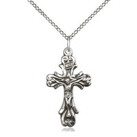 Sterling Silver Crucifix Pendant on a 18 inch Sterling Silver Light Curb Chain - Unique Catholic Gifts