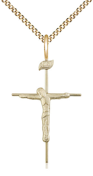 gris administración Distinguir Pargante de crucifijo lleno de oro de 12kt en una cadena llena de oro –  Unique Catholic Gifts