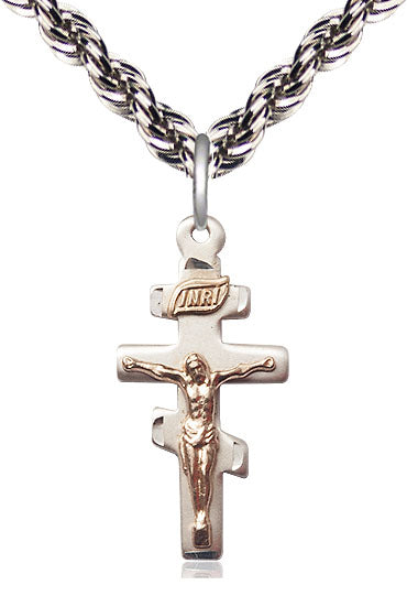 Inicialmente prosa Confiar Colgante de crucifijo griego GF/SS en una cadena de plata esterlina –  Unique Catholic Gifts