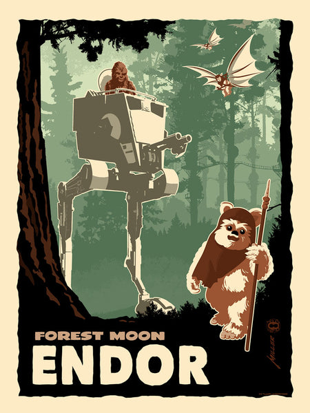 Destination Endor Silk Screen Star Wars Print by Brian Miller