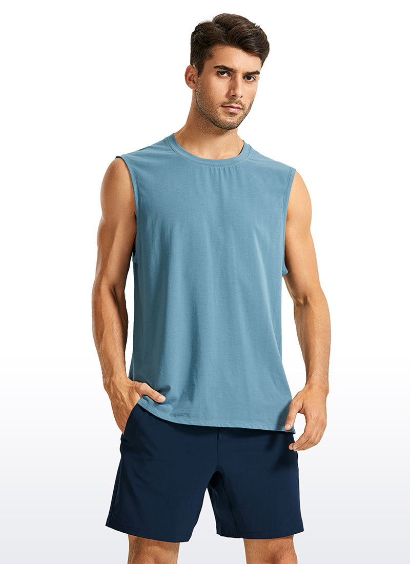 Buy LAPASA Men's 100% Cotton Ribbed Tank Tops Sleeveless Crewneck