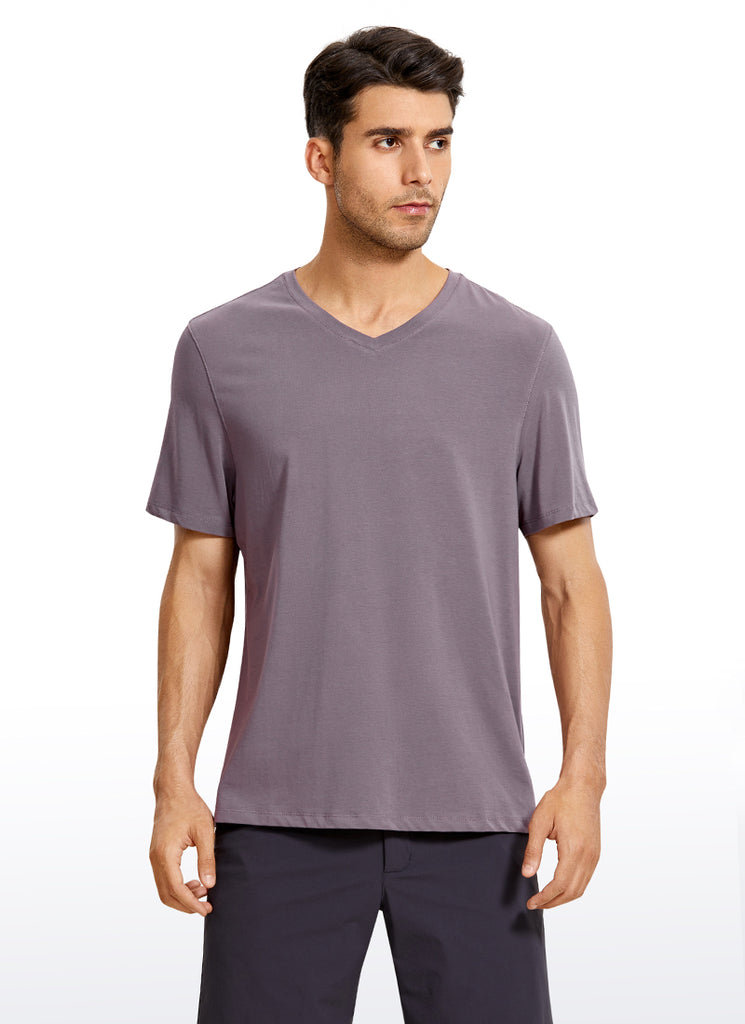 CRZ YOGA Men's Casual Relaxed Fit Shirts Pima Cotton Short Sleeves
