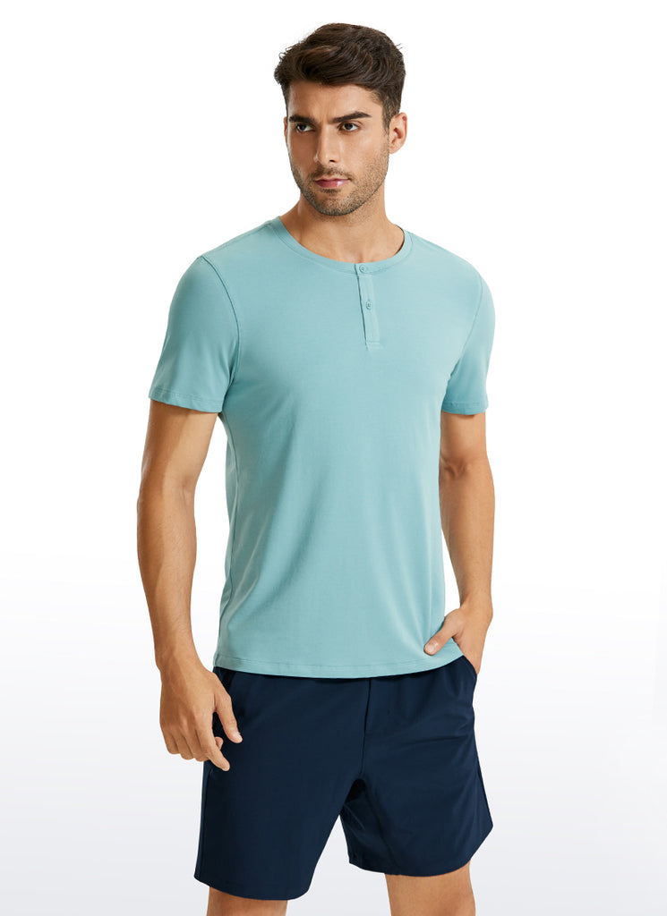 CRZ YOGA Men's Casual Relaxed Fit Shirts Pima Cotton Short Sleeves