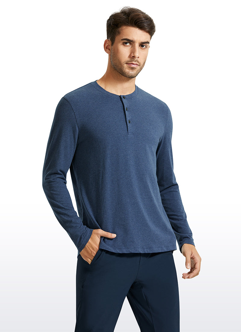 CRZ YOGA Men's Train Slim Fit Lightweight Rounded Scallop Long