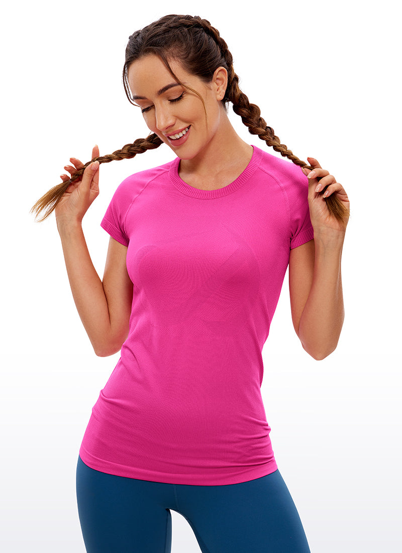 Jsezml Crop Tops for Women Women Basic Short Sleeve Crew Neck Tees Comfy  Tight Dance Performance Yoga T Shirts