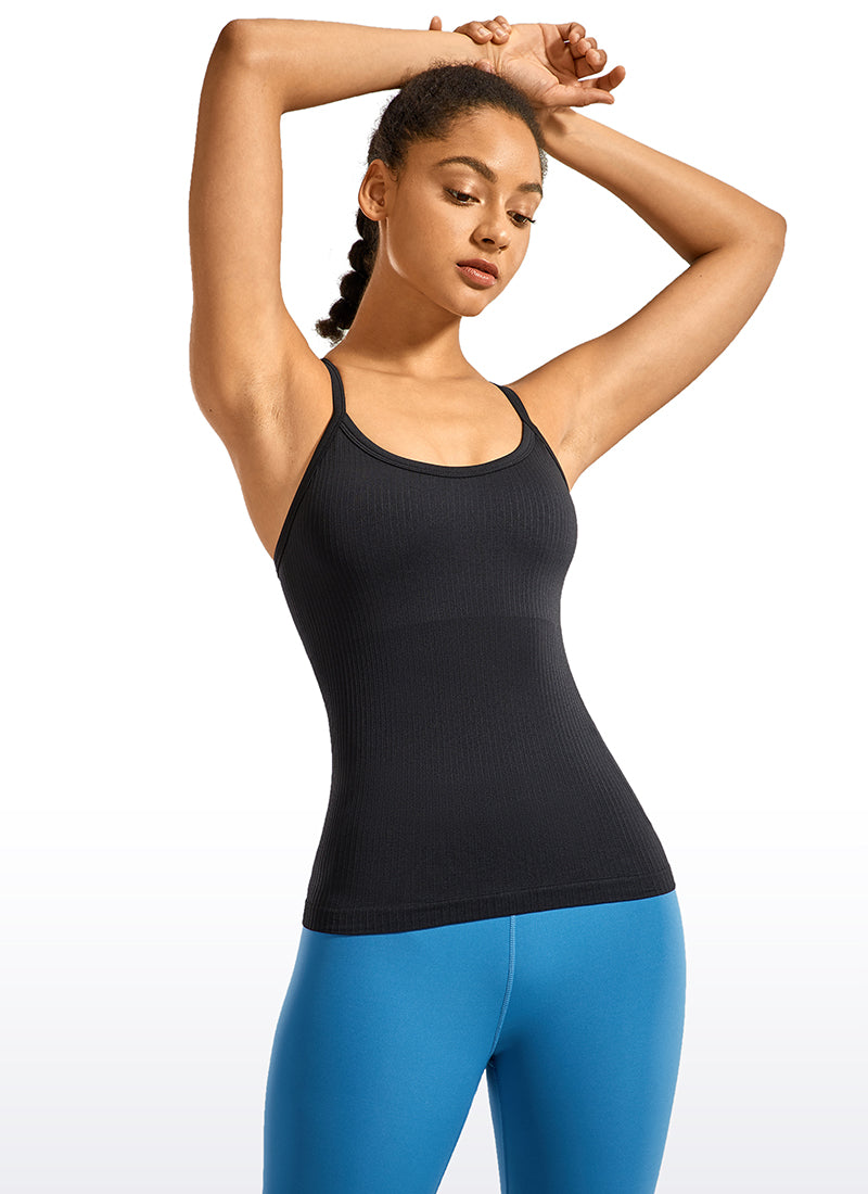 CRZ YOGA Seamless Workout Tank Tops for Women Racerback Athletic Camisole Sports  Shirts with Built in Bra Gray-blue S price in UAE,  UAE