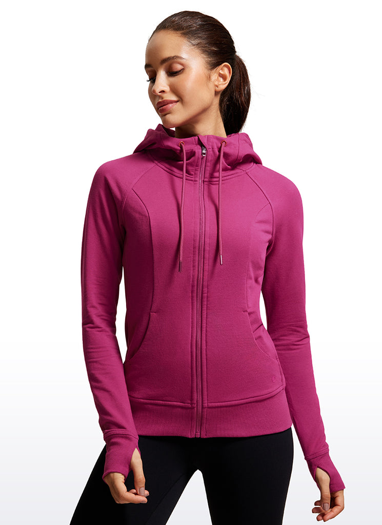CRZ YOGA Butterluxe Womens Hooded Workout Jacket - Zip Up Athletic Running  Jacket