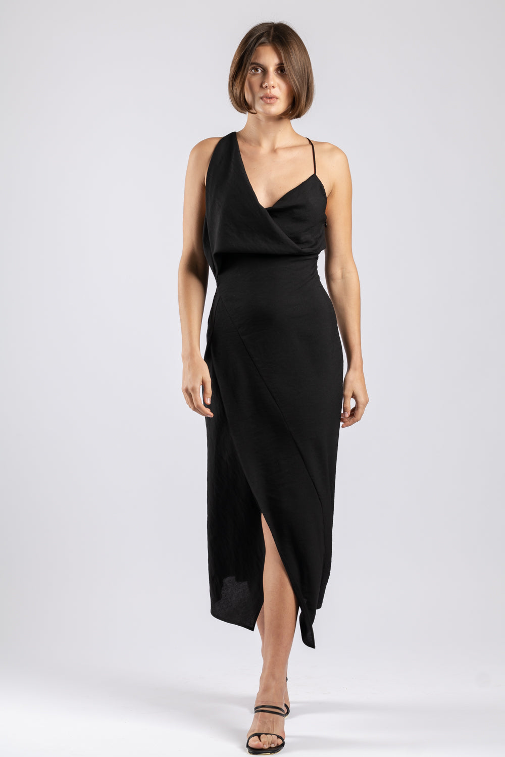 MUSE DRESS IN BLACK TEXTURE | One Fell Swoop