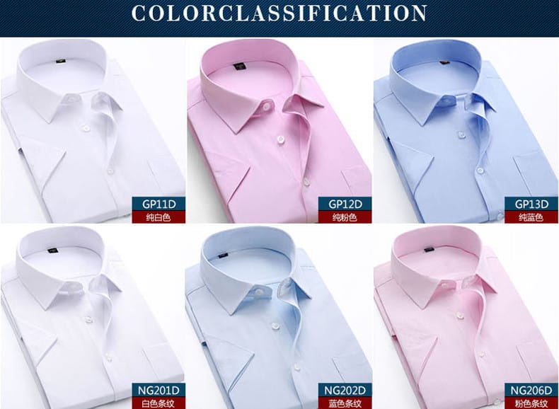 Camisas casuales de manga corta de color sólido para hombres Negocios formales