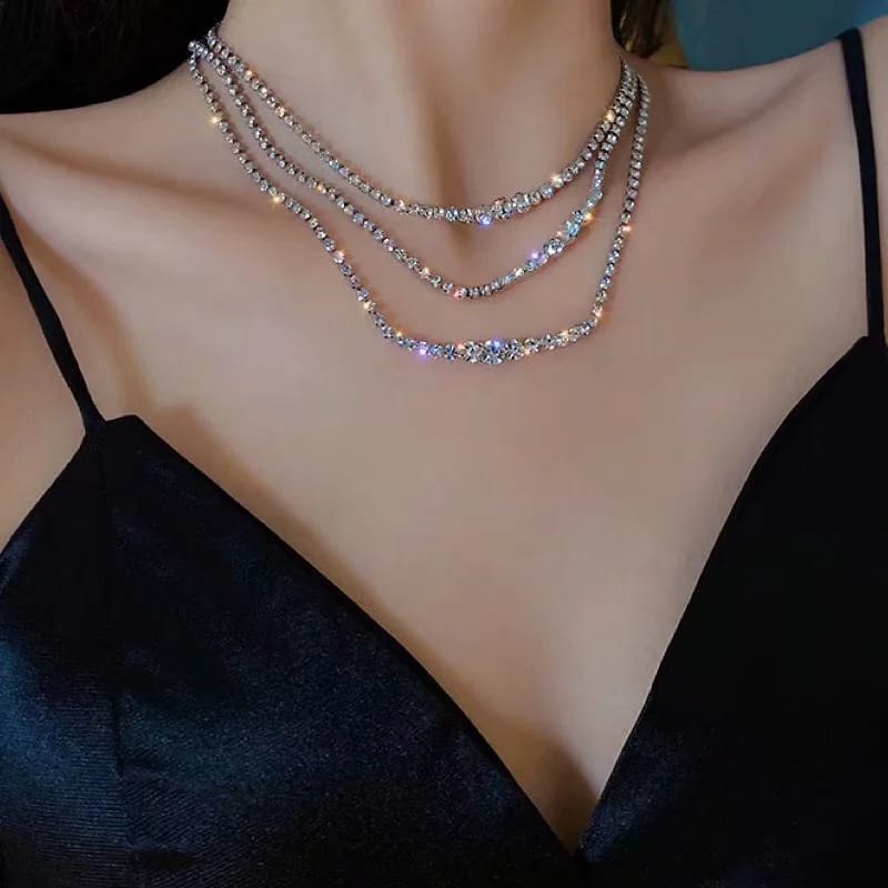 Collares de gargantilla con diamantes de imitación brillantes a la moda para mujer