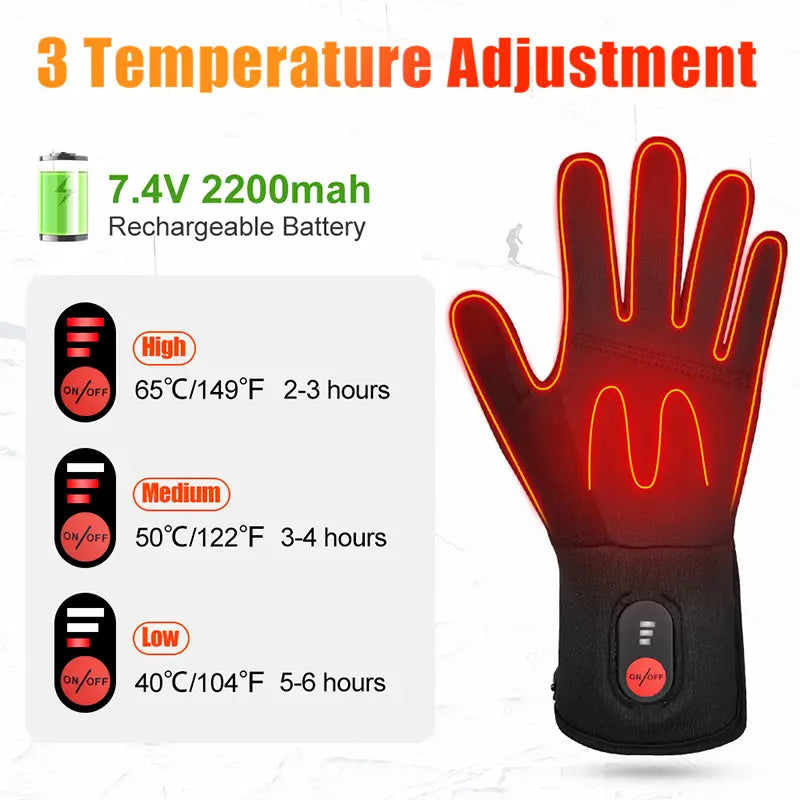 Doublures de gants chauffants électriques intelligents avec batterie rechargeable