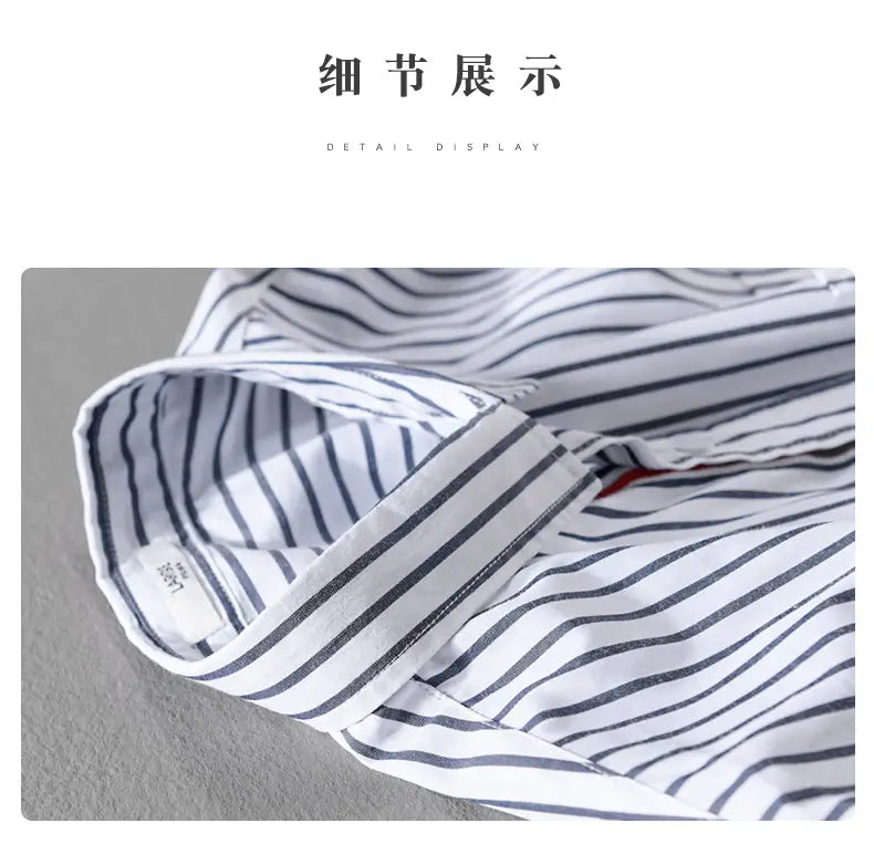 Spring Autumn Men’s Clothes Striped Lapel Casual Loose