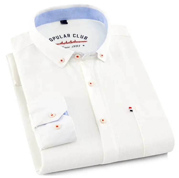 Camisas de algodón de lino liso de manga larga informales y versátiles para hombre