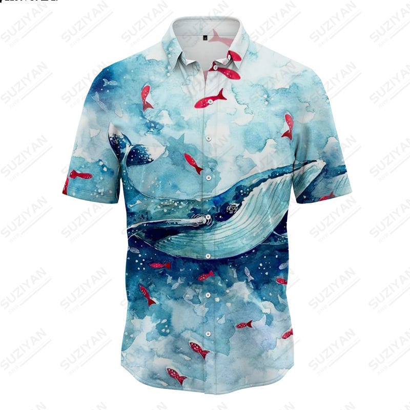 2023 Camisas hawaianas vendedoras calientes Impresión 3D de delfines para hombres