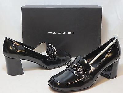 tahari patent loafers