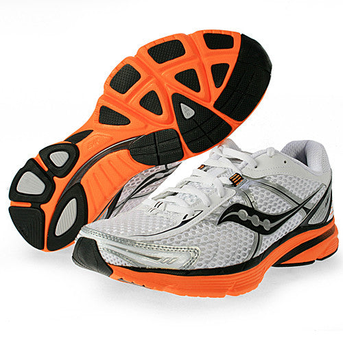 orange saucony running shoes