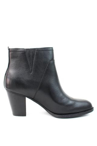 black mid heel ankle boot