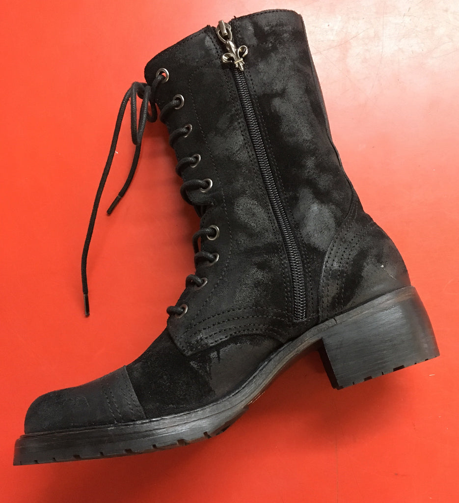 black dress tan boots