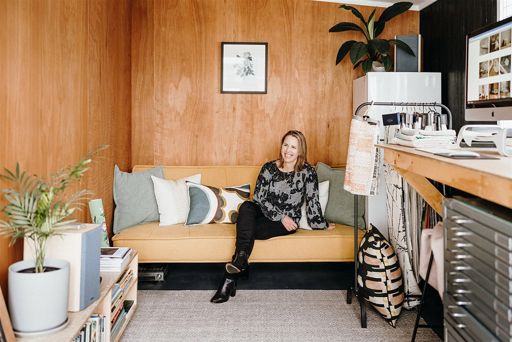 Interior Designer Bren Sutton of Ink & Brayer in her home studio