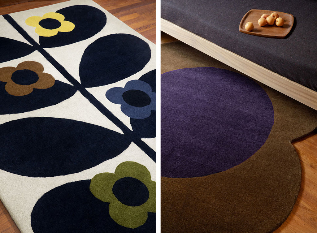 Orla Kiely Designer Floor rugs with chocolate brown tones