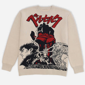 Berserk Guts & Griffith Light and Darkness Oversized Handknit Sweater - Anime Empire