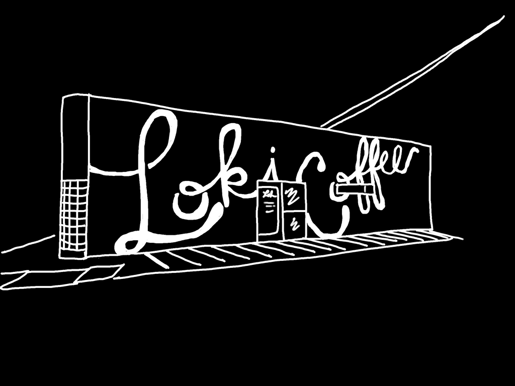 Loki Coffee Shop exterior illustration