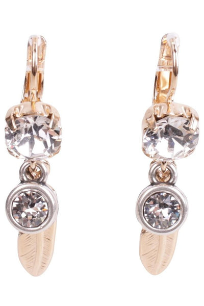 Bibi Bijoux Swarovski Feather Earrings in Gold