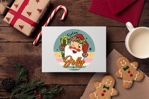 Feelin' Jolly sublimation design, png for sublimation, Christmas Vintage PNG, Santa PNG