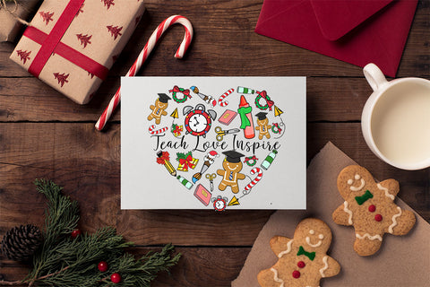 Teach love inspire sublimation design, png for sublimation, Christmas PNG, teacher Christmas PNG