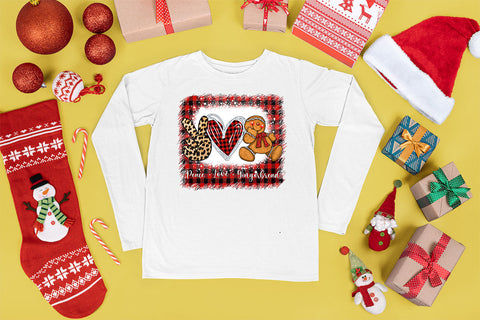 Peace Love Gingerbread sublimation design, png for sublimation, Christmas PNG, Christmas vibes PNG