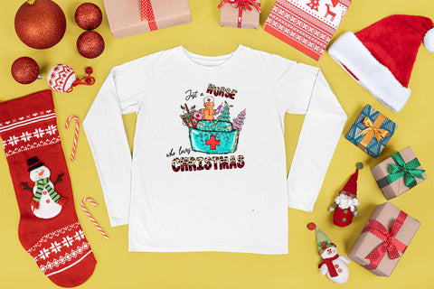 Just a nurse who loves christmas sublimation design, png for sublimation, Nurse PNG, Nurse Christmas PNG