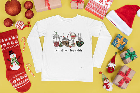 Full of holiday spirit sublimation design, png for sublimation, Christmas PNG, Christmas Skeleton PNG