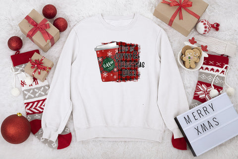 I run on coffee & christmas cheer sublimation design, png for sublimation, Christmas PNG, Christmas vibes PNG