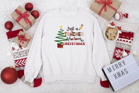 Just a teacher who loves christmas sublimation design, png for sublimation, Christmas PNG, teacher Christmas PNG