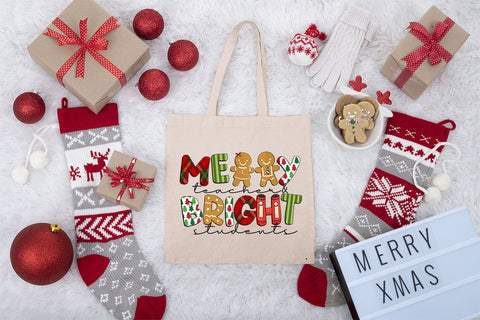 Merry teacher and bright students sublimation design, png for sublimation, Christmas PNG, teacher Christmas PNG