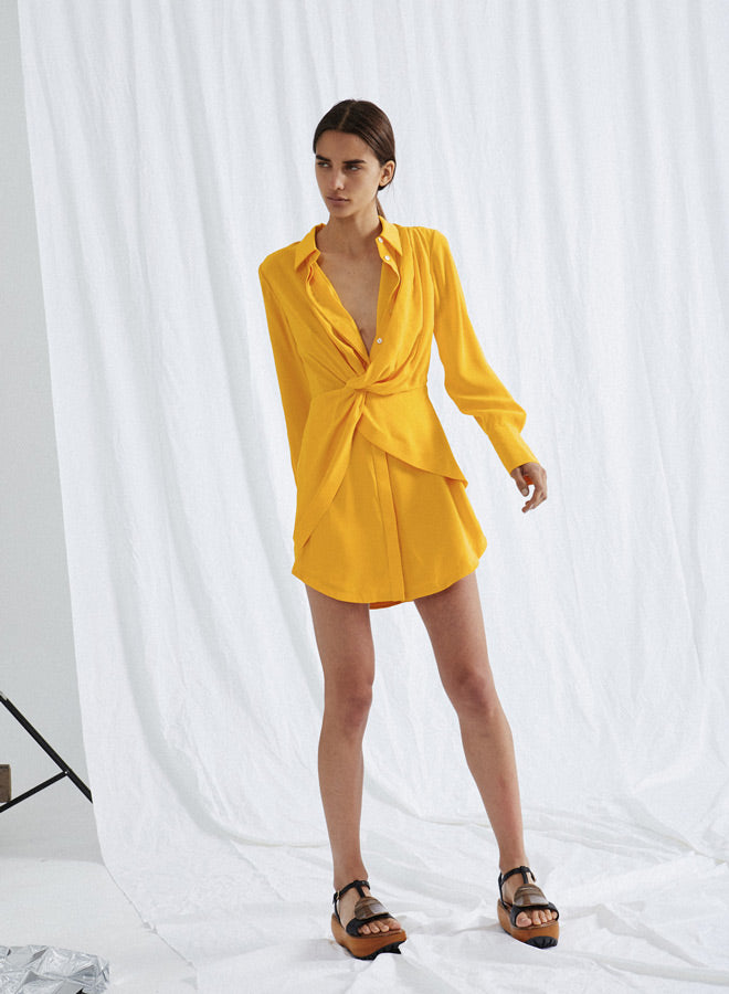 acler alma silk shirt dress