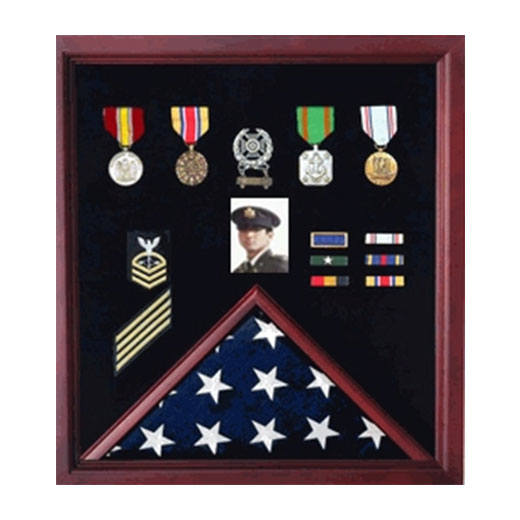 Flag Photo and Badge Display Case - Cherry. by The Military Gift Store
