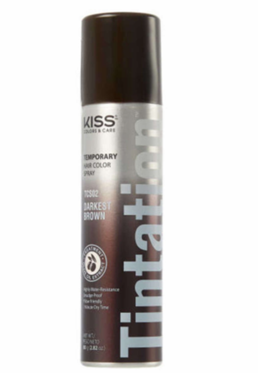 Kiss Tintation Temporary Hair Color Spray Darkest Brown / 6 oz