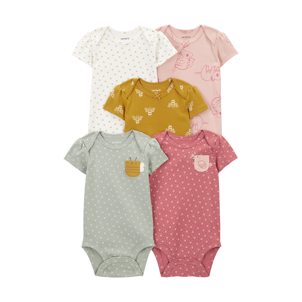 Carter's 白色點點5件組包屁衣(6M-24M) - 12M